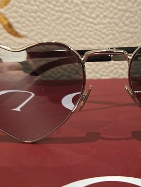 Saint Laurent Heart-Shaped Metal Sunglasses - Chrome Lenses